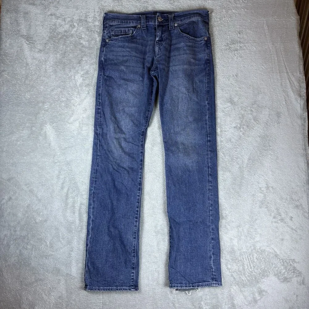 True Religion Jeans Mens 30‎ Relaxed Straight Stretch Blue Denim